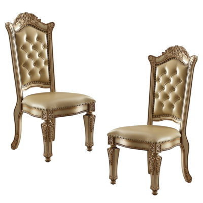  Ensemble de deux chaises d'appoint en bois et similicuir Harlow