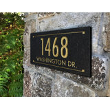 Black Granite Rectangle Futura Engraved 2-Line Address Sign