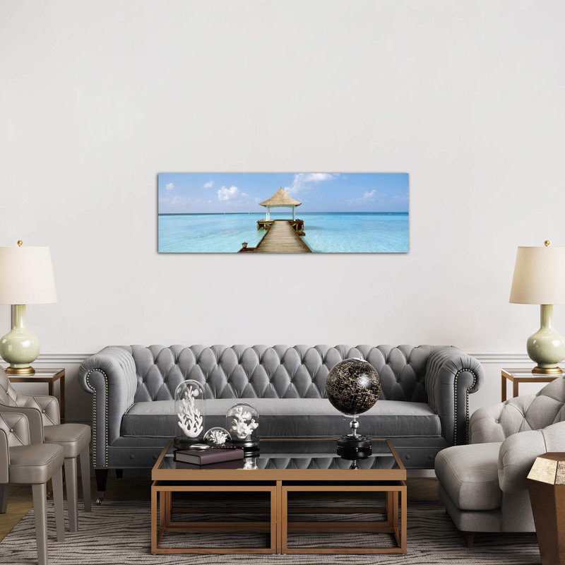 Beach & Pier The Maldives by Panoramic Images - No Frame Panoramic Print on Canvas, 182.88 cm H x 60.96 cm W