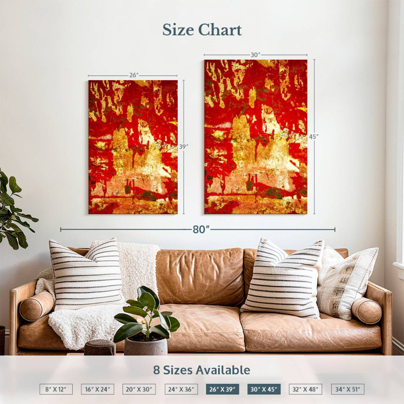 Avery A Study In Red And Gold, 39" H x 26" W