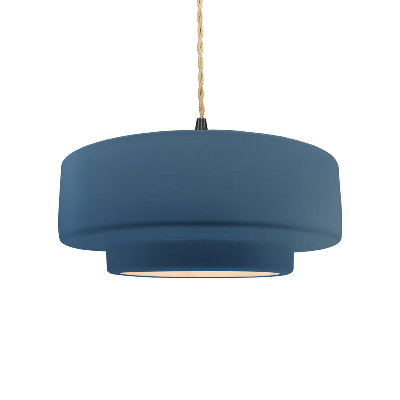 Luminaire suspendu à 1 lumière Meydan, H 5,25 po x l 14,5 po x P 14,5 po, Ciel à minuit / blanc mat, Noir mat