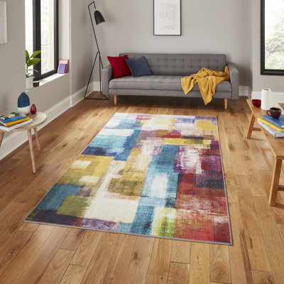 Machine Woven Red/Green/Blue Rug