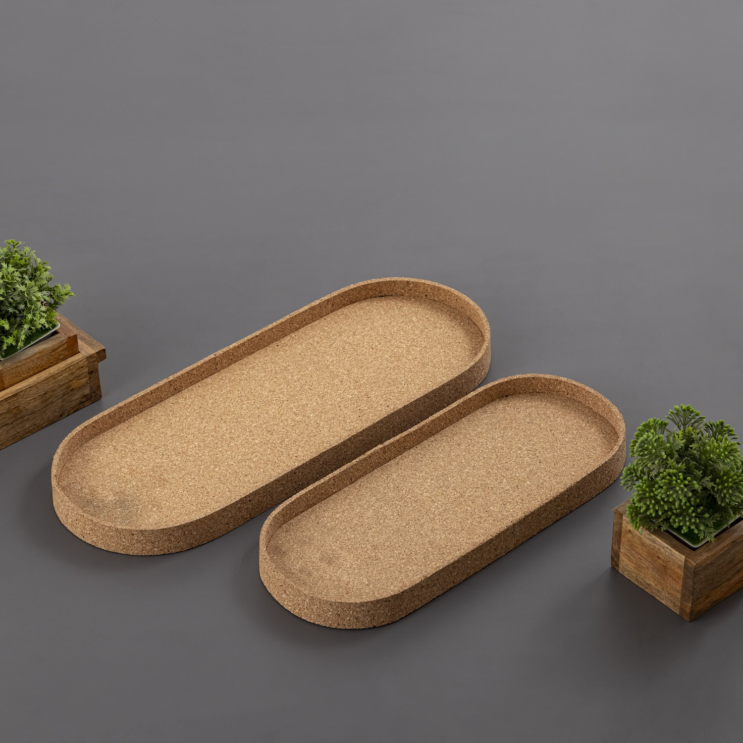 Oval Cork Decorative Tray, 8"Wx20.5"Dx1.25"H