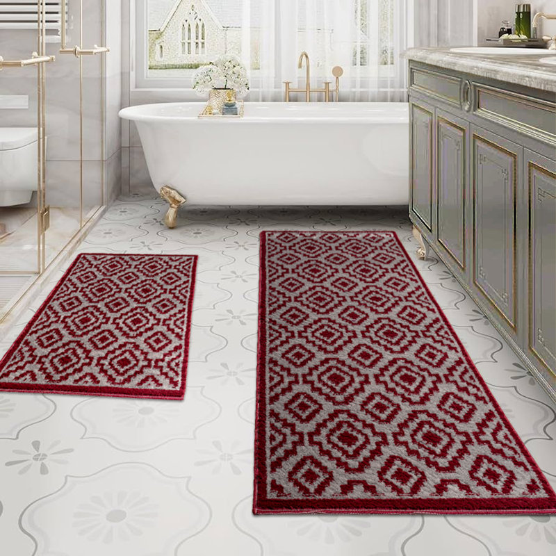 Malessa Non-Slip Bath Rug, 59" L x 24" W / 35" L x 24" W