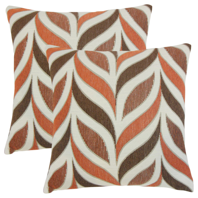 Geometric Reversible Throw Pillow, Coral
