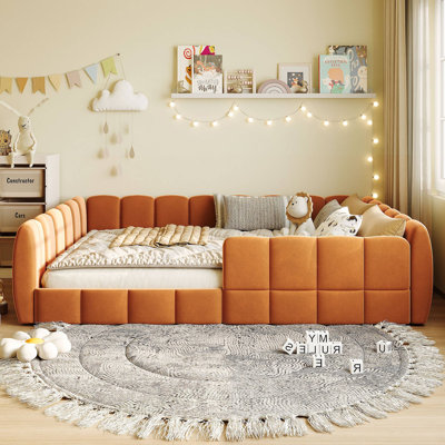 Velvet Upholstered Floor Bed