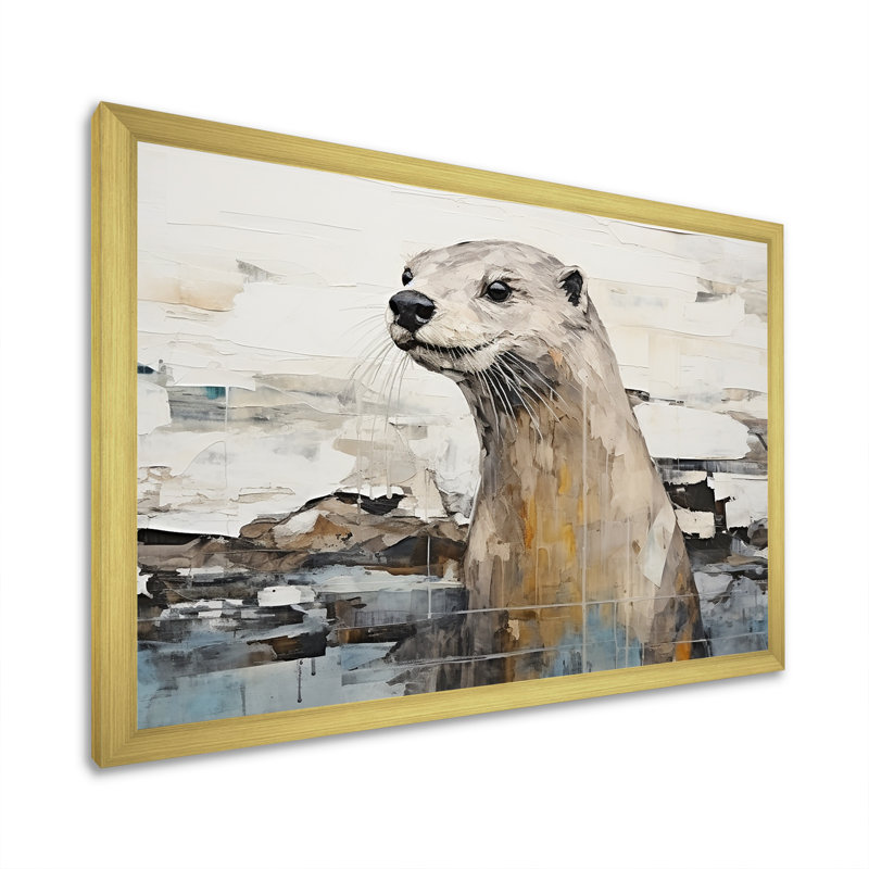 «Otter Playfulness Magic» sur toile, Cadre photo doré simple, H 12 po x l 20 po x P 1 po