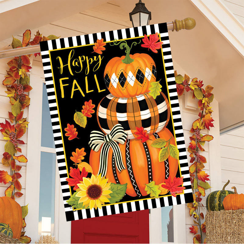 Drapeau «Happy Fall» citrouille empilable 28 po x 40 po
