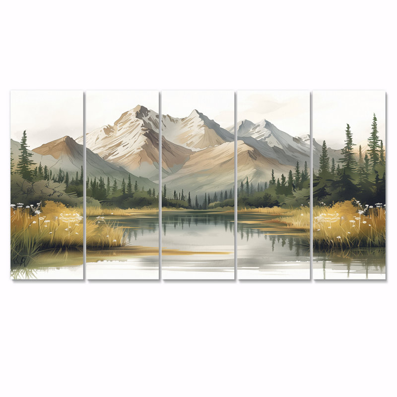 «Alaska Winter River Into Denali National Park II», ensemble d'art sur toile Alaska, H 32 po x l 80 po