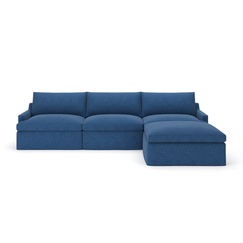 Wrenley 4-Piece Slipcovered Modular Sectional, Classic Indigo Denim