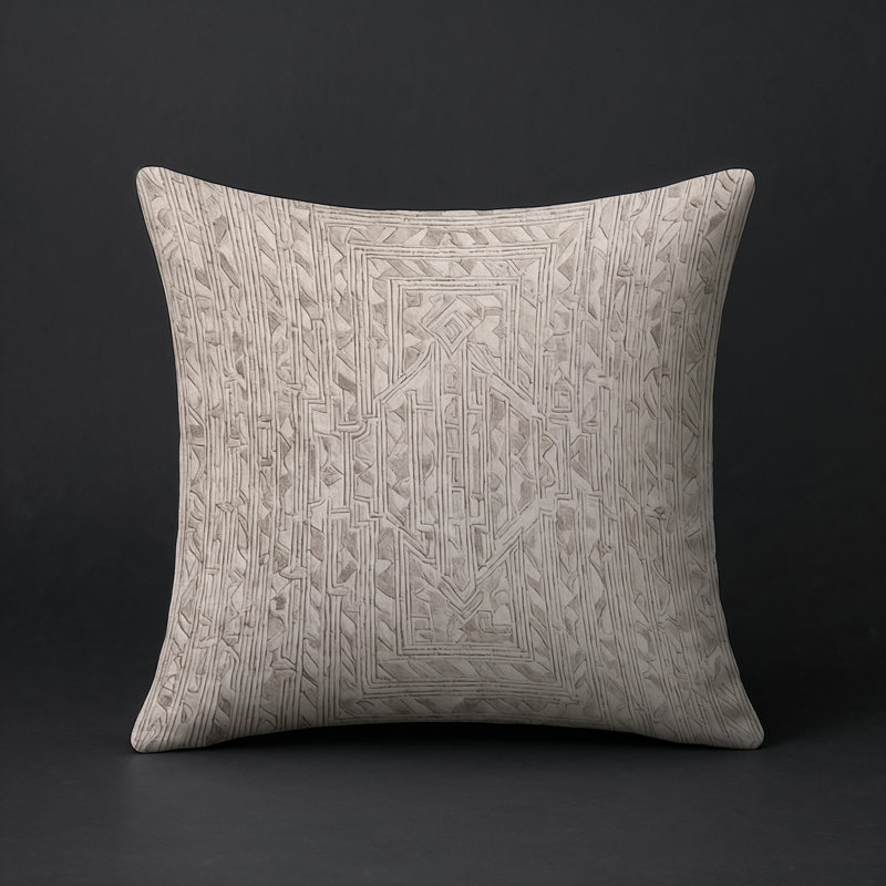 Coussin décoratif intérieur / extérieur gris Modern Modern, Gris clair / brun clair abstrait, Carré 16 po
