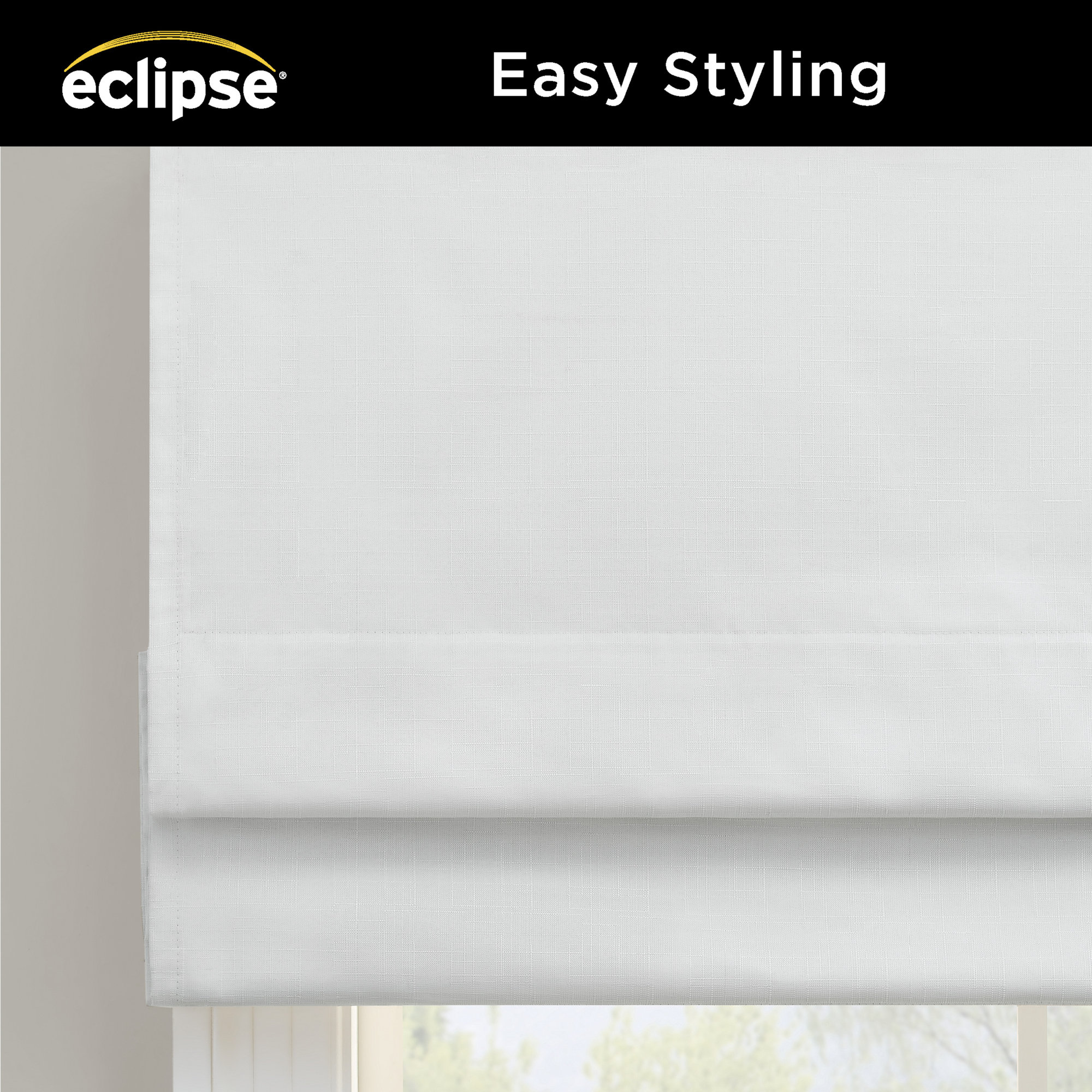 Eclipse Kylie Blackout Roman Shade, 23"W x 64"L, White