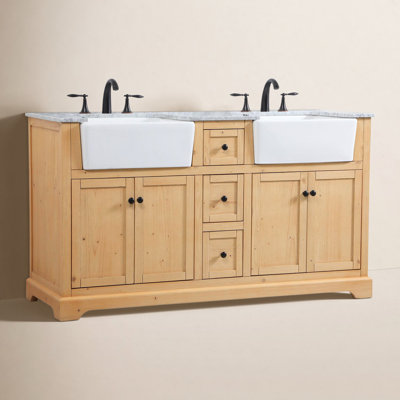 Pardue 60'' Double Bathroom Vanity with Marble Top