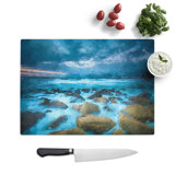 Tempered Glass Stormy Evening in Wales Chopping Board
