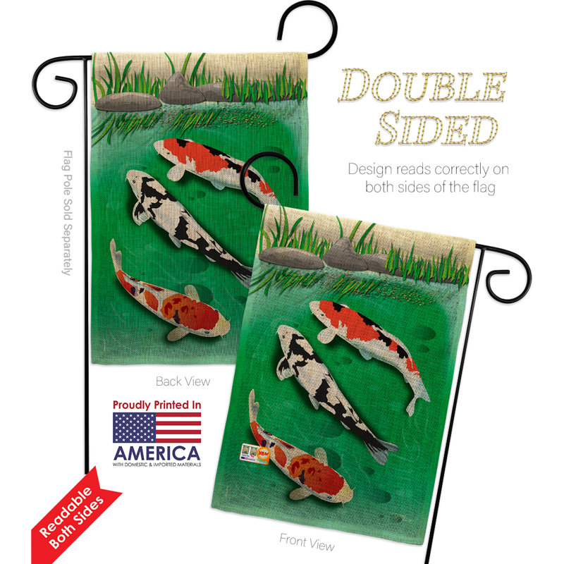 Koi sea animaux impressions de polyester de 2 côtés 18,5 x 13 po ensemble de drapeau, Toile de jute