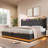 Upholstered Bed With Hydraulic Storage, Usb & Type-c Charging And 360° Surround Led-488894278-479262393