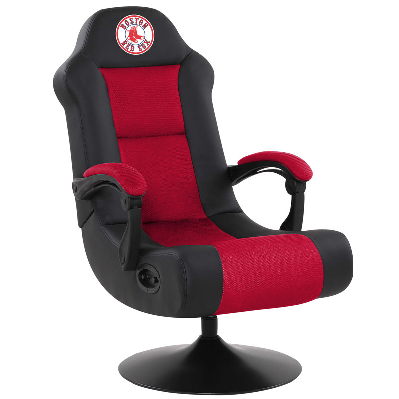 Fan Life Ergonomic Swiveling PC & Racing Game Chair with Built-in Speakers, Boston Red Sox - Red