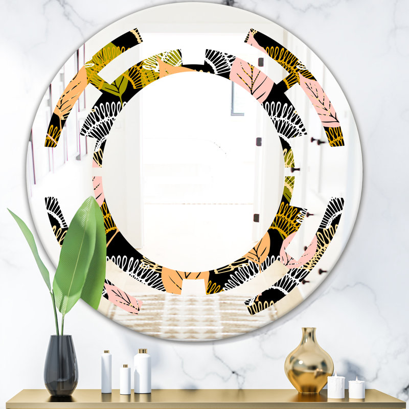 Miroir de salle de bain mural Space Coastal, 23,6 po x 23,6 po, Feuilles d'automne en dentelle