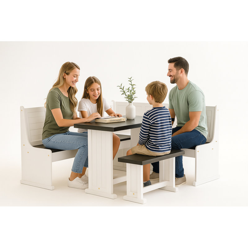 (yinuo)5-person Corner Dining Nook With Hidden Storage And Built-in Charging Port