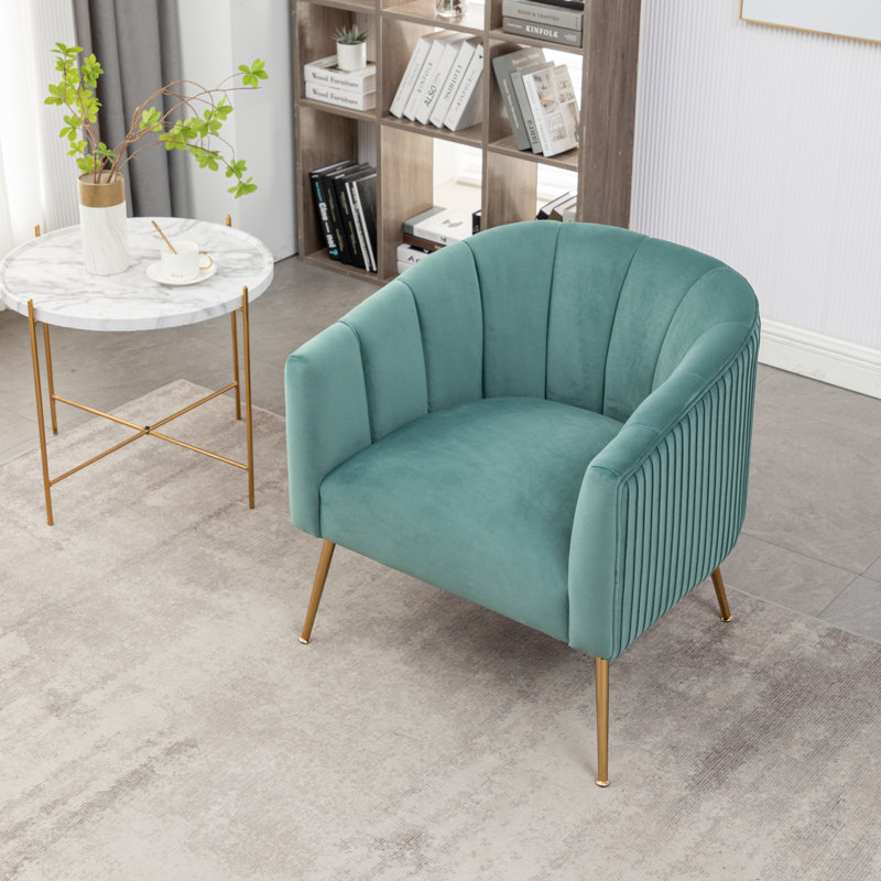 Mariantonietta Velvet Barrel Chair, Teal Velvet