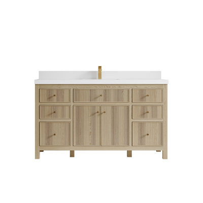 Meuble-lavabo simple 60 po avec comptoir en quartz 60 po