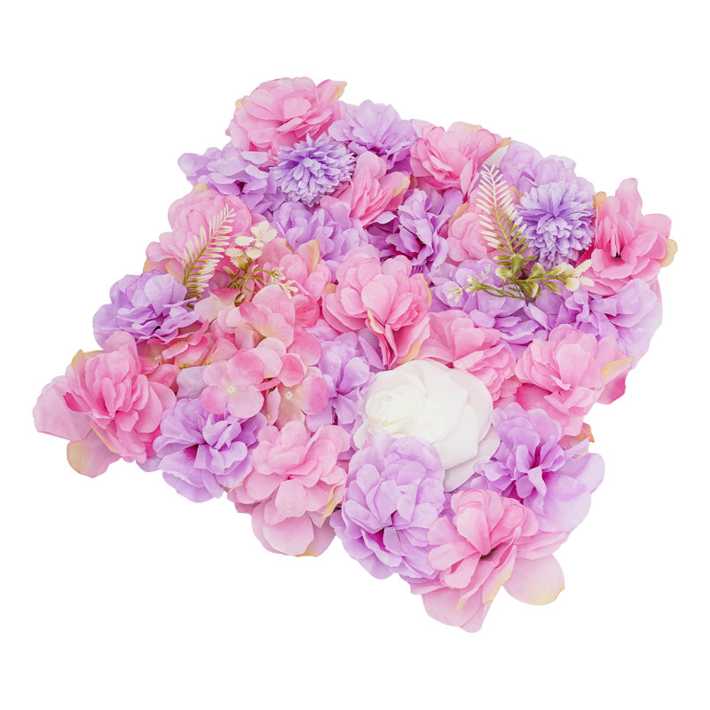 12 panneaux floraux artificiels, panneaux muraux de fleurs pour les paties d'anniversaire de mariage, Blanc / rose / mauve