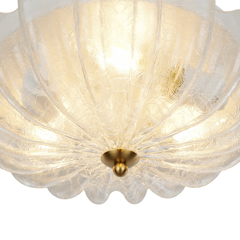 3-Light French Flower Dimmable Semi Flush Mount, Clear