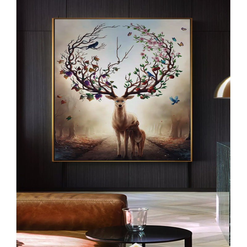 Papier peint arbre forêt abstrait en tissu, L 112 po x l 75 po