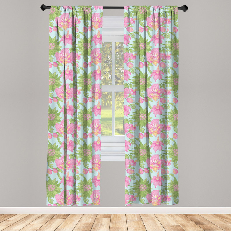Floral Semi-Sheer Rod Pocket Sliding Panel, 28" x 84"