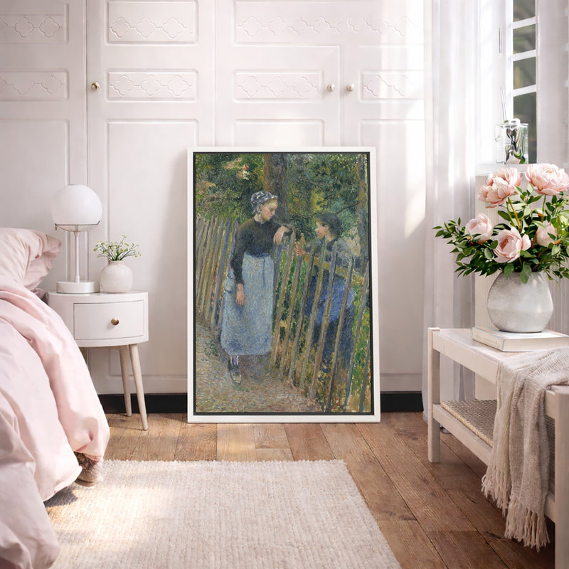 «Quiet Garden Conversation», images de personnages de campagne européenne, impression sur toile encadrée