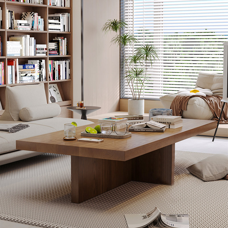Burlywood Solid wood Rectangular Coffee Table, 17.72" H x 55.12" L x 27.56" W