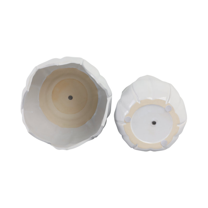 Sagebrook Home 2-Pieces Petal Planters, White, 7" H x 8" W x 8" D, White