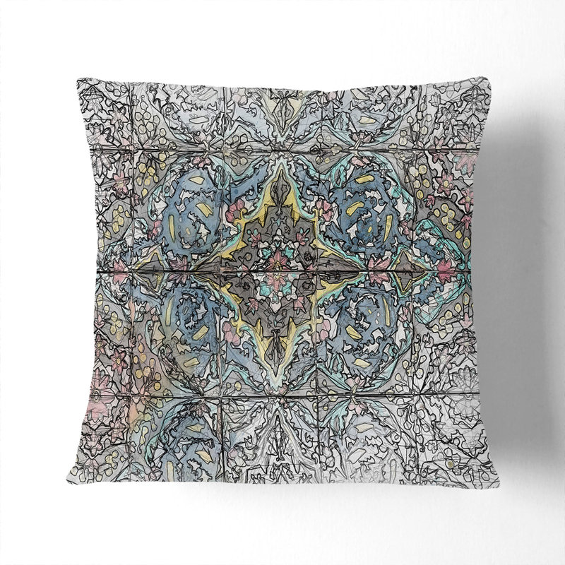 Floral Square Throw Cushion, Black, 40cm H x 40cm W x 15cm D
