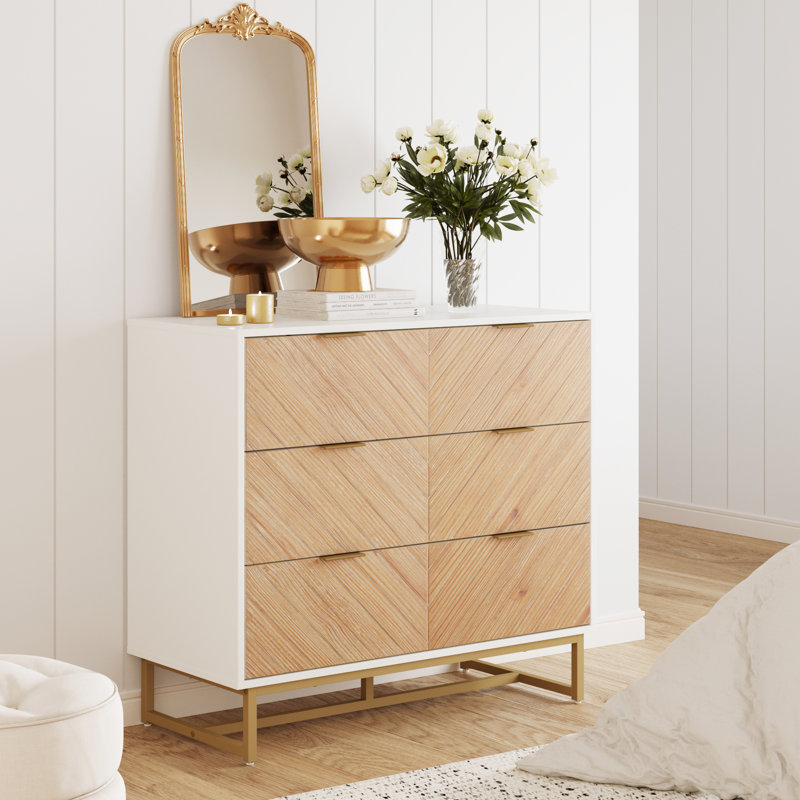 Yelton 3-Drawer Dresser For Bedroom With Metal Legs, Rustic Brown/Black