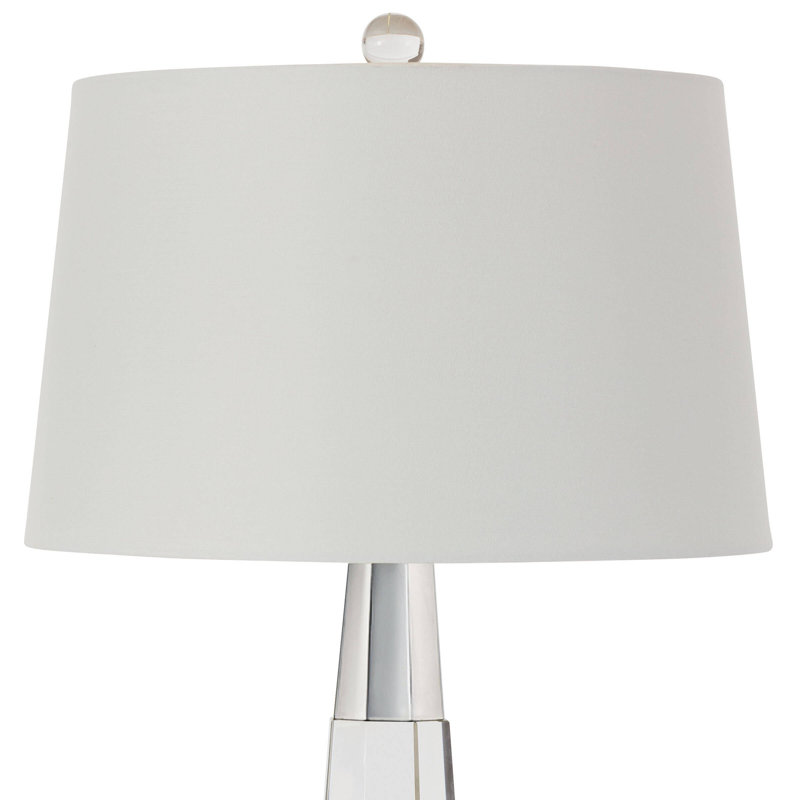 Clear Crystal Table Lamp with White Linen Shade