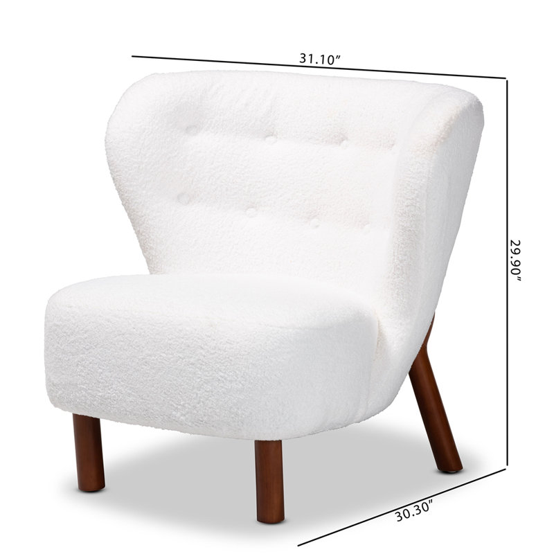 Chaise d'appoint moderne et contemporaine en bois blanc rembourré et brun noyer