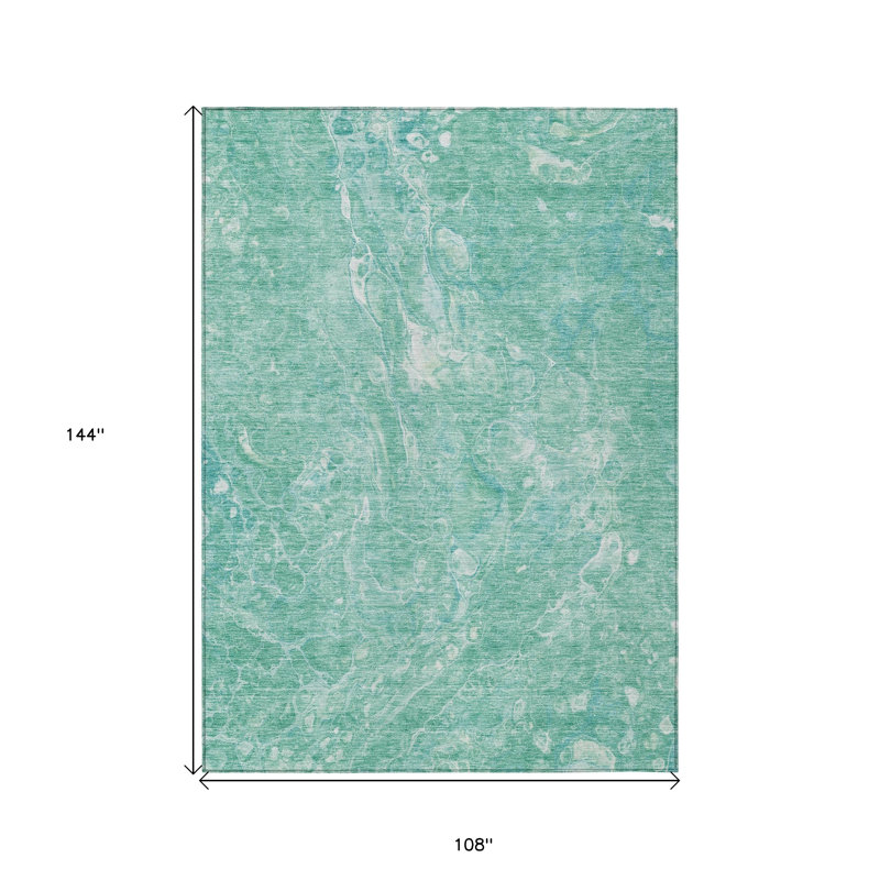 Tapis d'extérieur lavable bleu sarcelle 9 pi x 12 pi bleu turquoise et vert abstrait