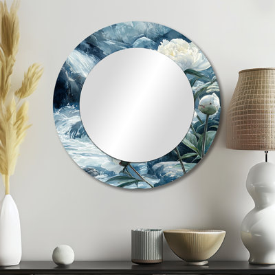 Pivoines au bord de la rivière I - Art mural miroir floral - imprimé sur métal