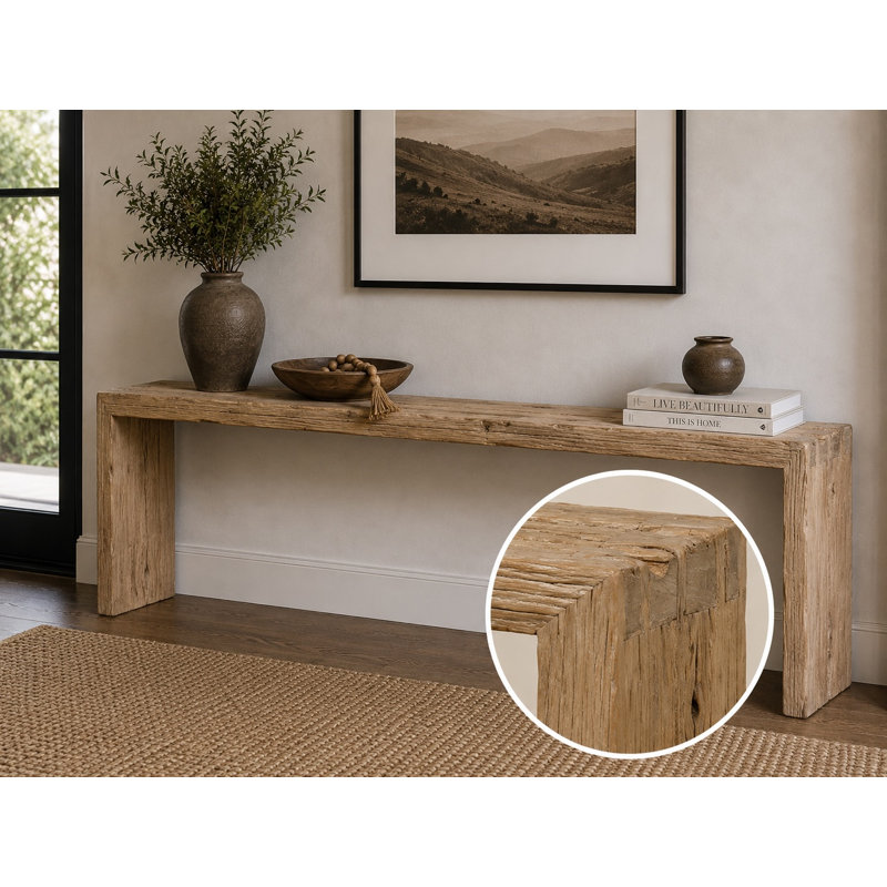 Vintage Waterfall Console Table Weathered Natural Approx.9-9.5ft Long