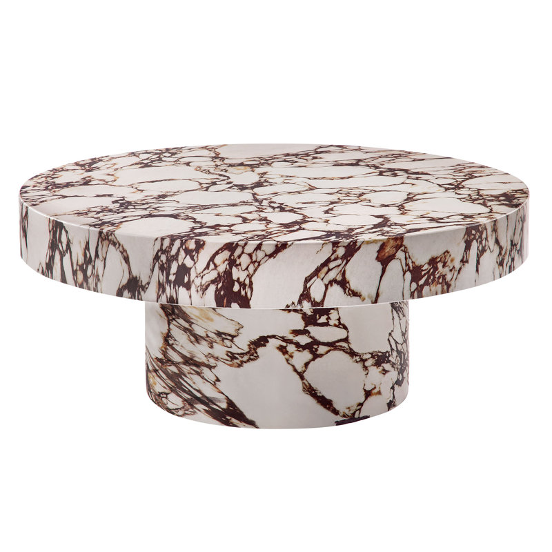 Alora Round 33.86'' Outdoor Coffee Table, Red Marble