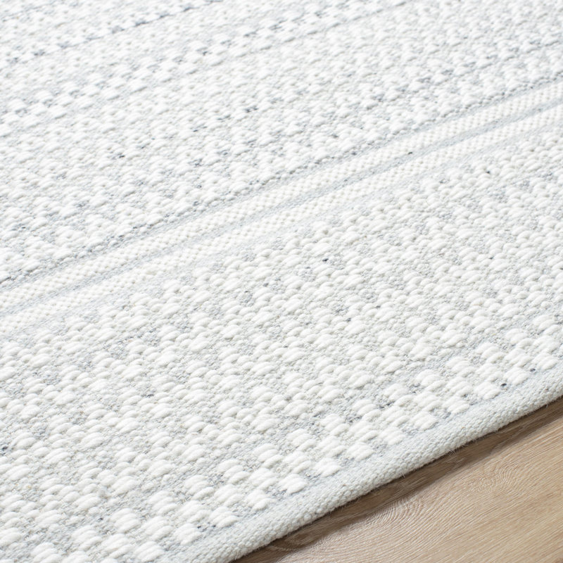 Lavande Chevron Wool Area Rug in Light Gray/Ivory, Runner 2'6" x 8'