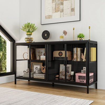 Aydee 55'' W Sideboard With Glass Doors And Led Lights