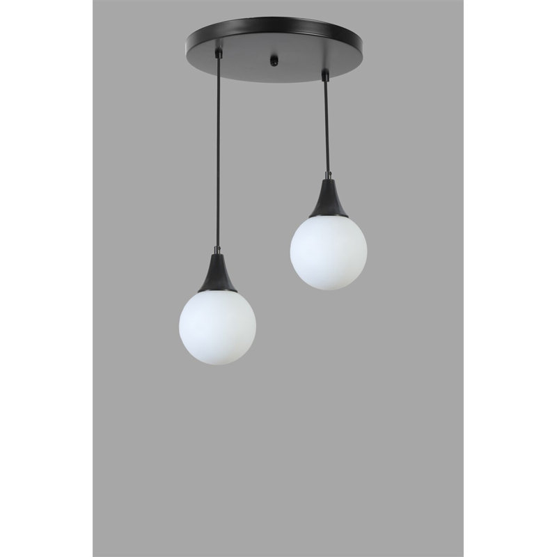 Elegant Adjustable Chandelier, Metal Body with Glass Cap, 9.8 in Diameter x 27.6 in Height | E27 Socket (Max 40W), Black & White Color, Modern Design for Living Room & Dining Room, IP20 Rated