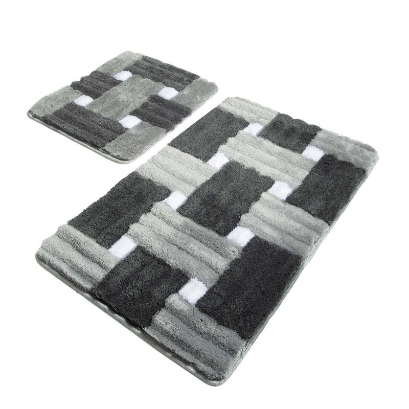 Ensemble de tapis de bain 2 pièces Allums, Gris / blanc
