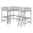 Wooden High Loftbed With Ladder，Safety Guardrail And 2 Built-In L-Shaped Desks-569341291