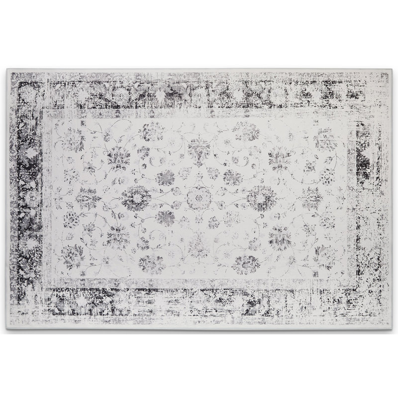 Imitation Cashmere Washable Flatweave Persian Floral Oriental Rug, Rectangle 4' x 6'