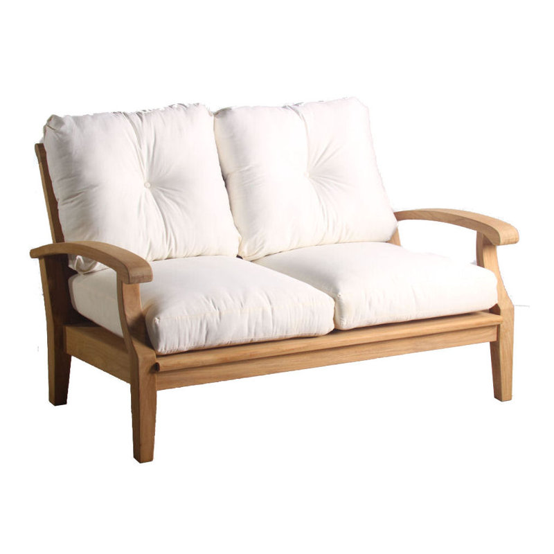 Causeuse en teck avec coussins Sunbrella Lowery, Toile Sunbrella® naturel