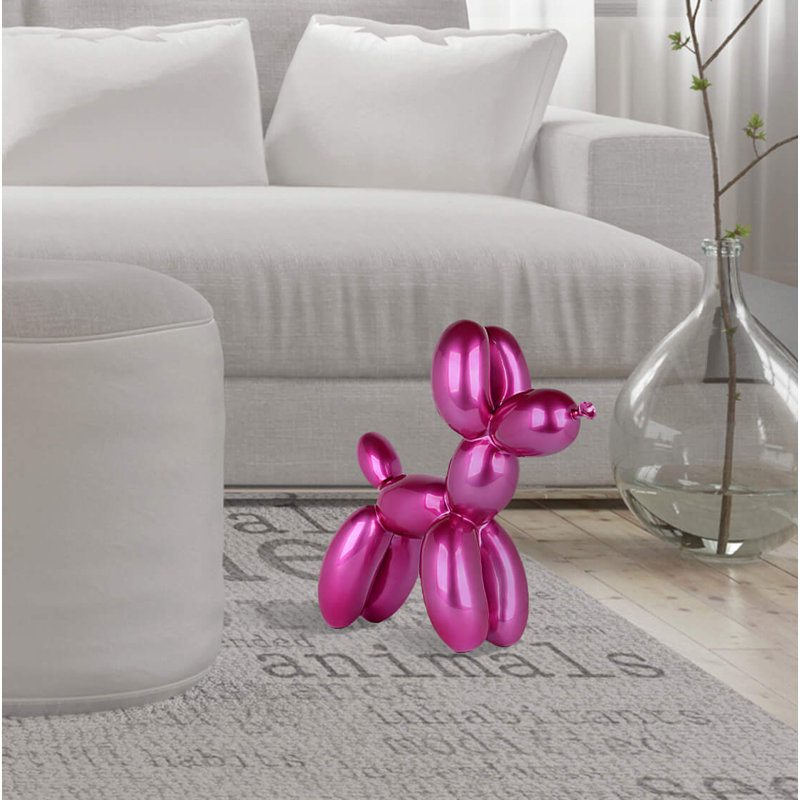 Dog Balloon Large Resin Statue, 46cm H x 50cm W x 18cm D, Purple