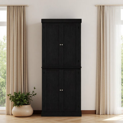 Armoire de cuisine de style nordique, armoire de cuisine autoportante, armoire de rangement avec portes et tablettes