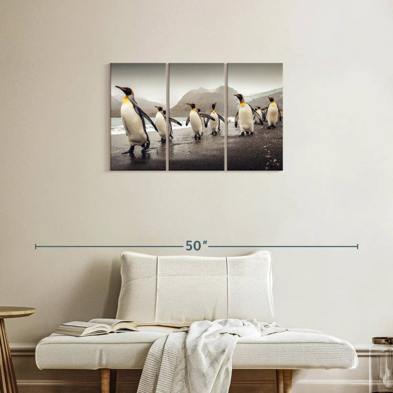 Brampt Penguins Along The Beach, 20" H x 33" W